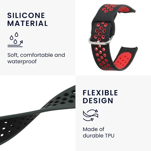 Vista 3 de kwmobile Correas compatibles con Blackview X1 Smartwatch Straps – 2 correas de silicona de repuesto – Negro/Azul Oscuro