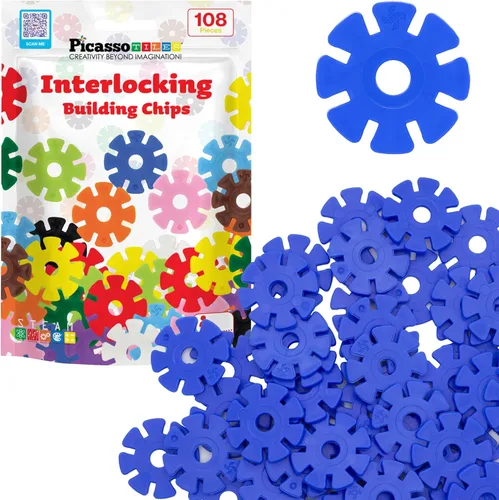 Vista 16 de PicassoTiles Juego de 600 fichas de construcción entrelazadas con bloques de disco creativos, juguetes de aprendizaje STEM para educación temprana