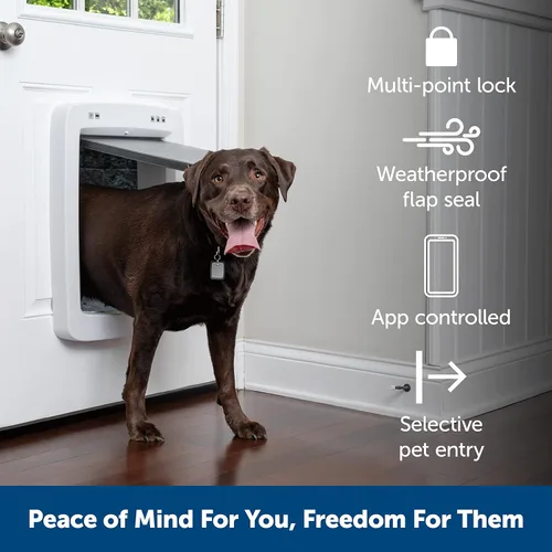Vista 9 de Puerta para mascotas PetSafe SmartDoor controlada por aplicación (grande), hecha para múltiples mascotas, entrada y salida selectiva, control a