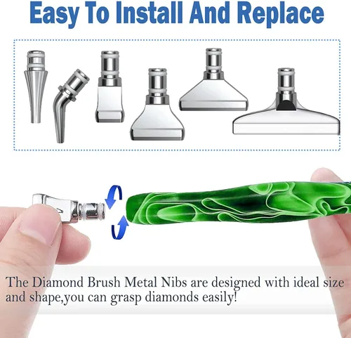 Vista 4 de Heyseri 14 piezas de accesorios y herramientas de arte de diamantes ergonómicos bolígrafos de arte de diamantes exquisitos puntas de bolígrafo