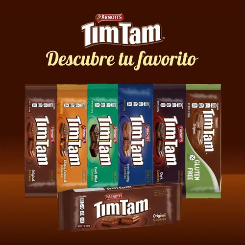 Vista 2 de Arnott's Tim Tam - Paquete de 5 variedades – Original caramelo masticable, menta oscura, chocolate negro y chocolate extra – Surtido de galletas