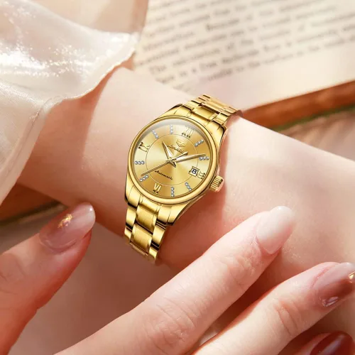 Vista 4 de OLEVS - Relojes Automáticos para Mujer con Tourbillon de Diamante, Relojes de Pulsera Elegantes, Fase Lunar, Impermeables, Luminosos