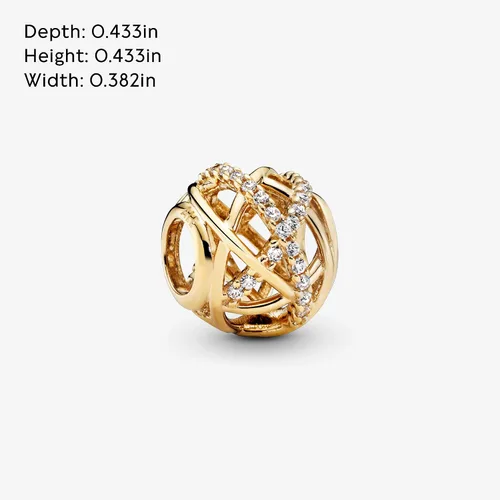 Vista 5 de Pandora Jewelry - Abalorio de oro de 14 quilates con circonitas cúbicas y líneas pulidas