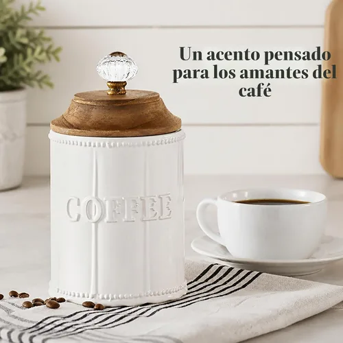 Vista 2 de Mud Pie Circa - Canistera de café con perilla de puerta, de madera Pomo de puerta de madera