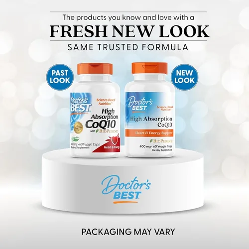 Vista 6 de Doctor's Best CoQ10 de alta absorción con BioPerine, salud cardíaca y producción de energía, fermentada naturalmente, sin OMG, vegano, sin gluten