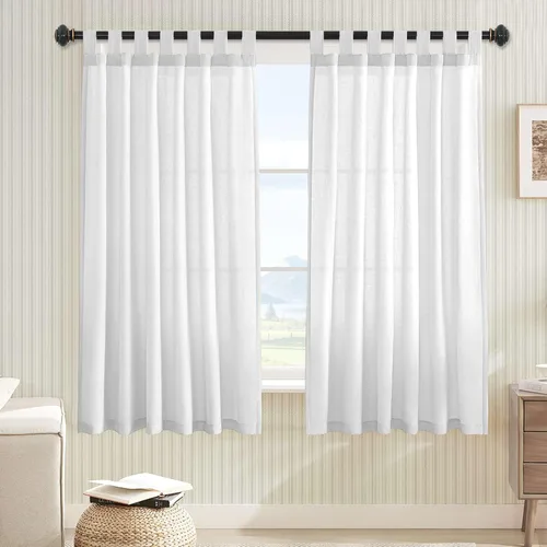 Vista 105 de H.VERSAILTEX Cortinas texturizadas de lino con filtro de luz para sala de estar, tratamiento de ventanas, cortinas naturales y duraderas con *Angora