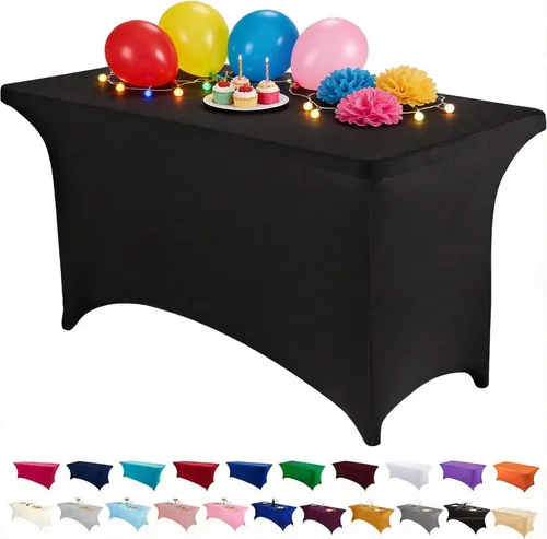 Vista 37 de Peomeise - Funda de mesa de elastano de 4 pies, mantel rectangular elástico de elastano (verde manzana, 4 pies)