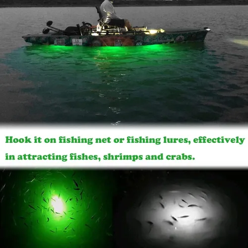 Vista 2 de Paquete de 10 luces LED de caída profunda de pesca, luces LED estroboscópicas intermitentes de colores, luz de pesca subacuática, atractantes