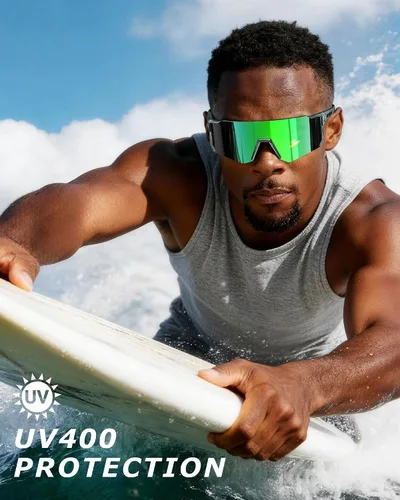 Vista 2 de KALIYADI Gafas de sol para hombre, gafas de sol con UV400 para correr, ciclismo, golf, pesca