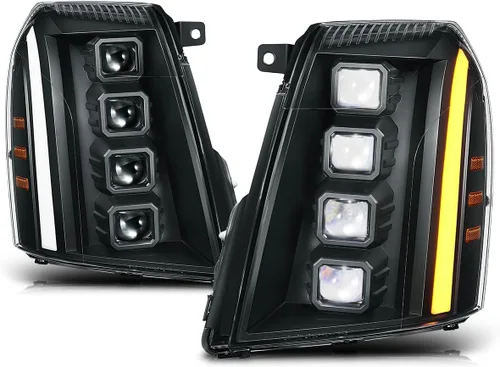 Vista 2 de PM PERFORMOTOR Switchback - Conjunto de faros delanteros LED con proyector cuadrado cuádruple Carcasa negra/esquina ámbar