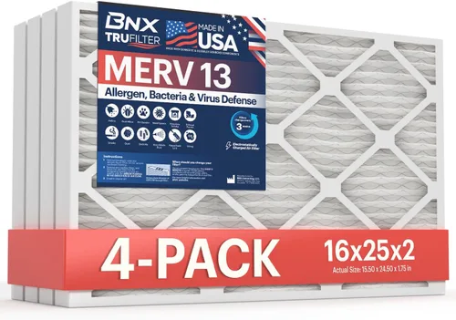 Vista 16 de BNX TruFilter 10x24x1 Filtro de aire MERV 13 (paquete de 4) - HECHO EN EE. UU. - Filtros plisados electrostáticos para aire acondicionado HVAC AC