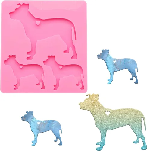 Vista 24 de Molde de resina de silicona con forma de dinosaurio, molde de resina para llavero de 3 cavidades, molde de fundición de resina para joyería