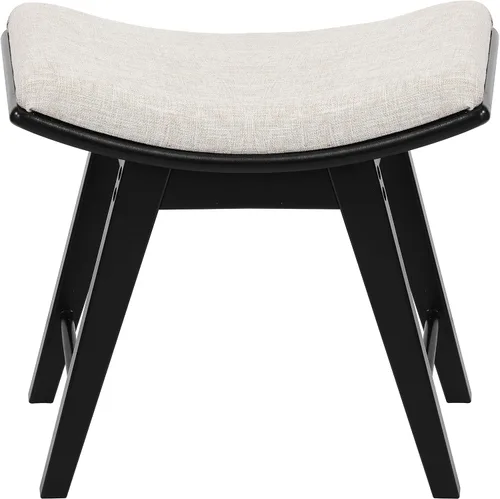Vista 6 de URFORESTIC Taburete de tocador de madera de roble, moderno taburete de maquillaje con superficie de asiento cóncavo, capacidad de 300 libras, fácil