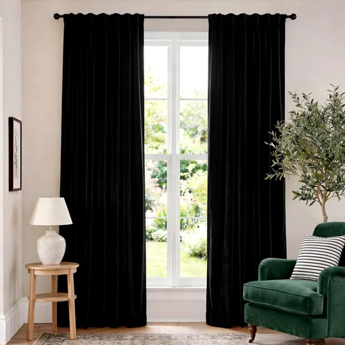 Vista 139 de Lazzzy Cortinas opacas de terciopelo beige de 84 pulgadas de largo con aislamiento térmico para oscurecer la habitación, cortinas forradas de lujo