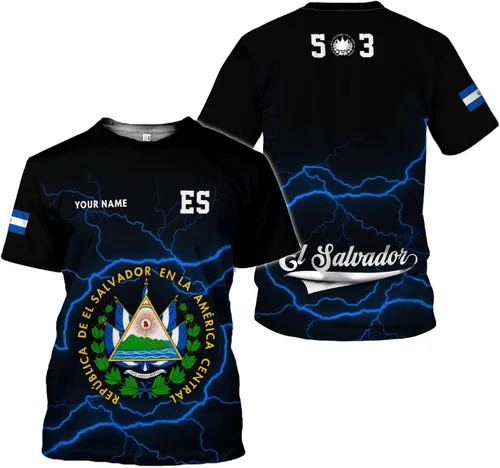 Vista 20 de Camisa personalizada de El Salvador Camiseta personalizada con la bandera de El Salvador para hombres, mujeres, regalo del orgullo salvadoreño de El