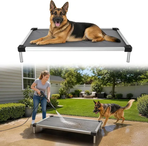 Vista 11 de FXW TitanNest Cama Elevada para Perros a Prueba de Masticación, Catre Elevado para Uso en Interiores/Exteriores/Camping, Cama Acolchada