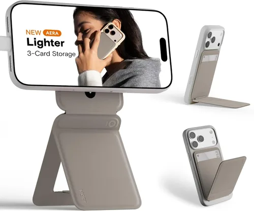 Vista 53 de MOFT Soporte de trípode para teléfono para iPhone, soporte para iPhone multiángulo, soporte para teléfono ligero y portátil, imanes fuertes, cuero