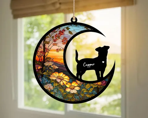 Vista 7 de Nazenti Atrapasoles conmemorativo personalizado para perros, regalo personalizado de condolencias para los amantes de los perros, adorno para árbol