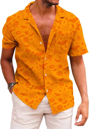 Vista 20 de KYKU - Camisa hawaiana funky para hombre, ropa tropical para vacaciones en Palm Beach