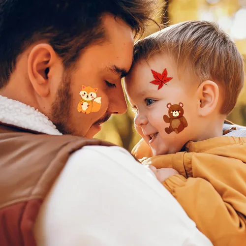 Vista 4 de 240 tatuajes temporales de otoño para niños, Acción de Gracias, impermeables, tatuajes de seguridad, la mejor opción para rellenar bolsas