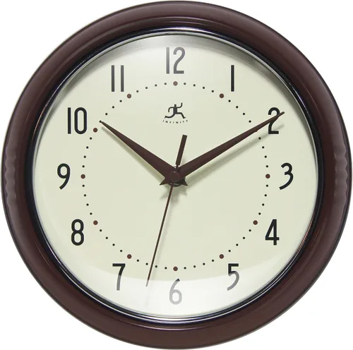 Vista 23 de Infinity Instruments Reloj de pared retro, reloj cuadrado de 9 pulgadas, silencioso sin tictac, moderno de mediados de siglo, reloj de cocina, reloj