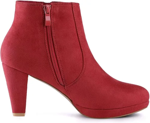 Vista 7 de Allegra K Botines de tacón grueso con cremallera lateral para mujer