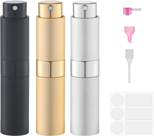 Vista 12 de Fusupak Atomizador de Perfume para Viaje Botella Recargable: Vaporizador de Colonia Portátil para Hombres - Mini Vaporizador Vacío para Recarga