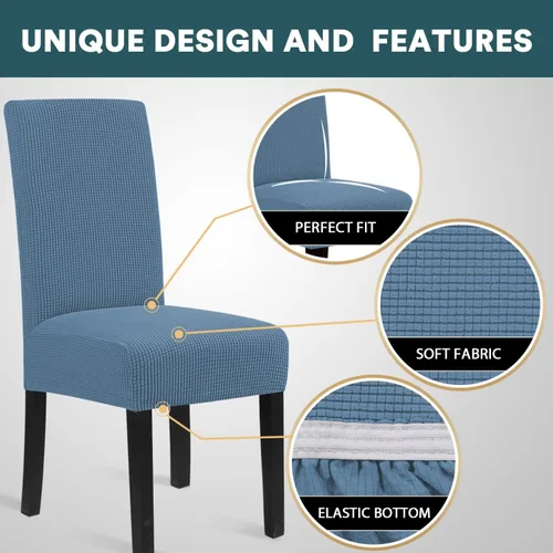 Vista 3 de Jacquard Spandex Dining Room Chair Covers Set of 2/4/6,Elastic Chair Protector Stretch Removable Washable Seat Covers for Dining Room, Wedding