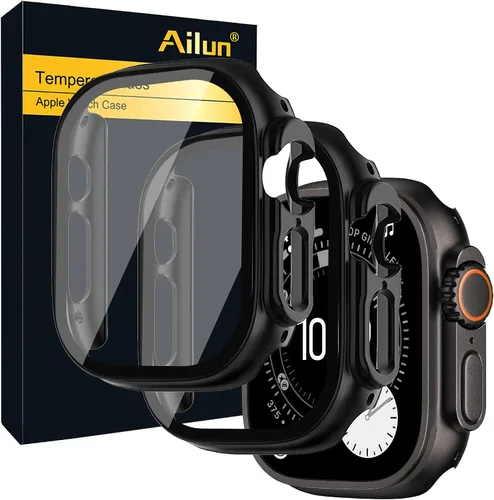 Vista 9 de Ailun Funda protectora de pantalla para Apple Watch Series 9, 8 y 7 [1.61 pulgadas], carcasa rígida ultrafina de policarbonato integrado con vidrio