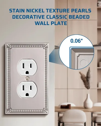 Vista 2 de DEWENWILS Sunken Pearls - Placa decorativa de pared para interruptor, cubierta para tomacorrientes, receptáculo de duplex simple