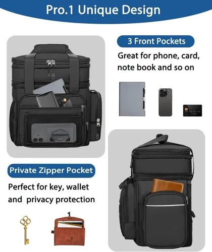 Vista 2 de Lonchera ampliable, bolsa enfriadora – Bolsa de almuerzo aislada resistente para hombres y mujeres – Lonchera grande para adultos para el trabajo