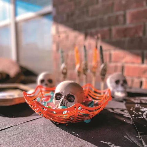 Vista 7 de Spooktacular - Cestas de tela de araña de plástico surtidas, 3 x 11 pulgadas (3 unidades), diseño duradero y llamativo, perfectas para Halloween