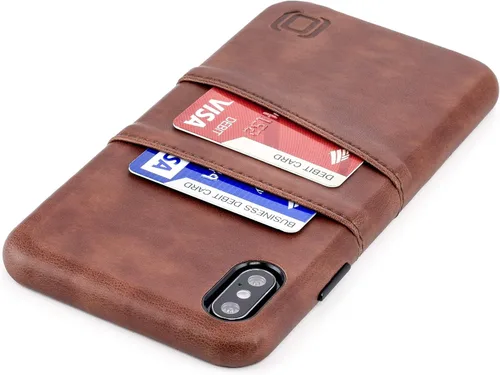 Vista 14 de Dockem Funda tipo cartera para iPhone XR (6.1"): Placa de metal integrada para montaje magnético y 2 tarjeteros (Exec M2, cuero sintético, gris)
