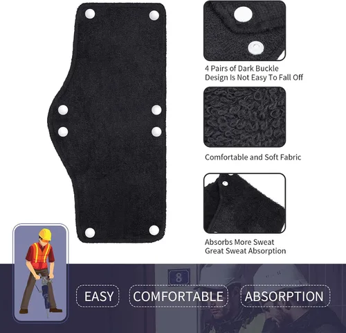 Vista 3 de 24 bandas para el sudor para casco, de algodón, con forro para casco, lavable, reutilizable, banda de seguridad, accesorios duros (negro)