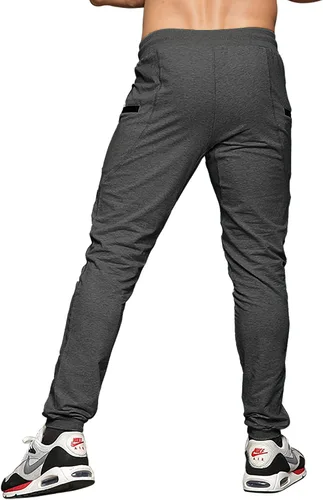 Vista 4 de MAIKANONG Pantalones deportivos ajustados para hombre, pantalones de entrenamiento para gimnasio, correr, atletismo, casual