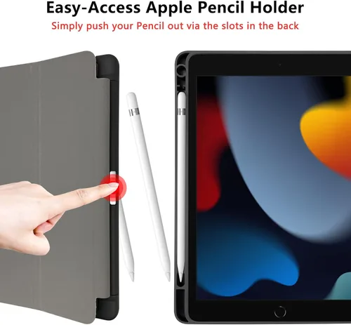 Vista 2 de Funda híbrida delgada para iPad de 9ª / 8ª / 7ª generación (2021/2020 / 2019) de 10.2 pulgadas – Funda a prueba de golpes con carcasa trasera