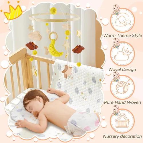 Vista 5 de Móvil de cuna para niños y niñas, móvil de cuna bohemio, móvil para cuna, hecho a mano, para habitación de niños, decoración de guardería