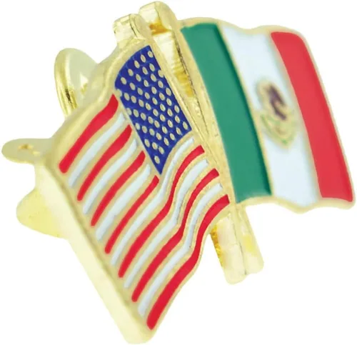 Vista 22 de PinMart Pin de solapa esmaltado con bandera de la amistad cruzada de Estados Unidos y el mundo