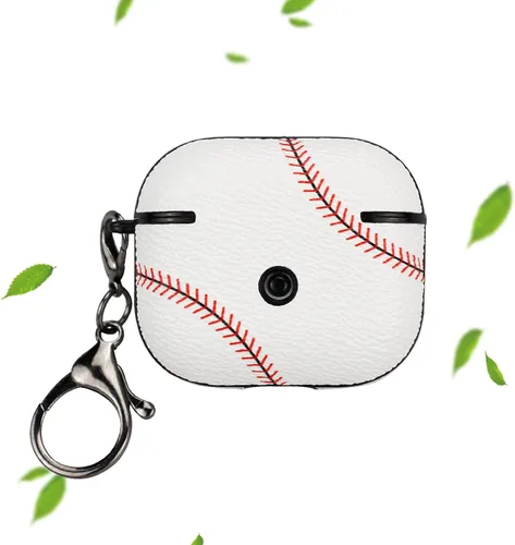 Vista 5 de Funda protectora completa duradera para AirPods 3, funda de béisbol para Apple AirPods 3 de carga, funda con llavero (no Pro 3)