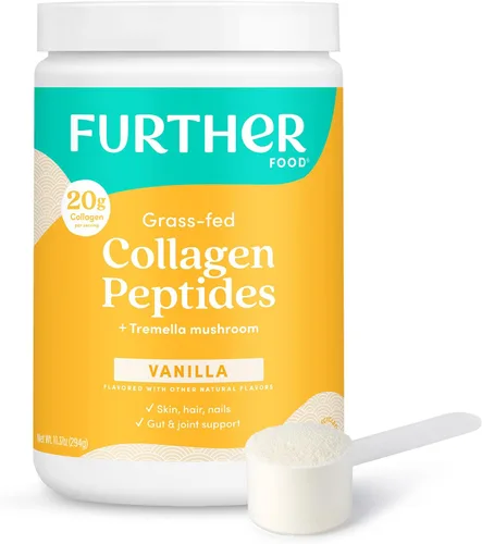 Vista 9 de Further Food - Polvo de Péptidos de Colágeno Vainilla, 12 Sobres – 100% Alimentado con Hierba, Hidrolizado Tipo 1 y 3, 20g de Colágeno por Porción