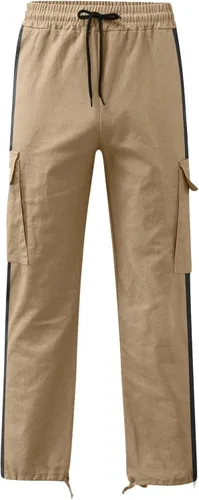 Vista 2 de Pantalones largos plisados de pierna recta para hombre, pantalones deportivos con bolsillos, pantalones de lino blanco para hombre, pantalones