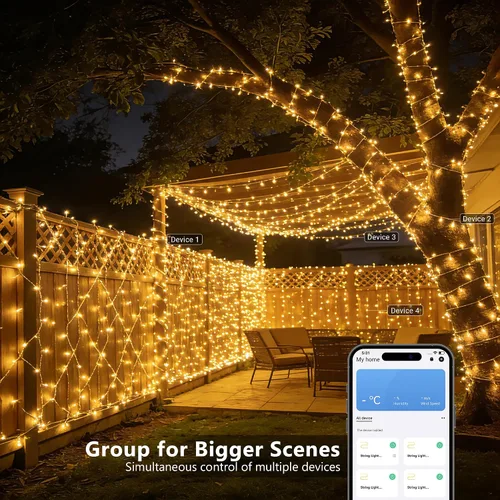 Vista 7 de BrizLabs Luces de Navidad inteligentes, 200 luces LED de Navidad de 66 pies, control de aplicación/voz, múltiples modos regulables, luz blanca