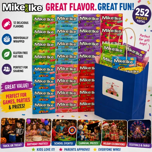 Vista 2 de Mike and Ike - Paquete variado de dulces, 32 paquetes de tamaño de aperitivo, 0.78 onzas cada uno