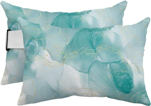 Vista 28 de PIEPLE Blue Flower - Almohada rectangular para reposacabezas para exteriores e interiores, 11 x 16 pulgadas, relleno de poliéster, impermeable