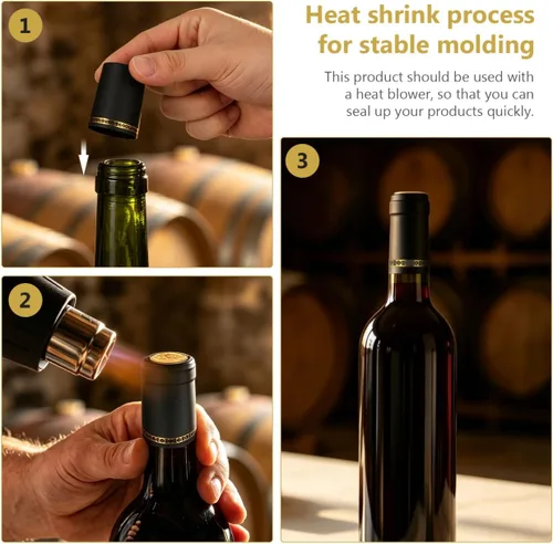 Vista 5 de DOITOOL 100 cápsulas termorretráctiles de PVC, sellador de vino, tapas retráctiles, tapones de corchos, cápsulas para bodegas profesionales