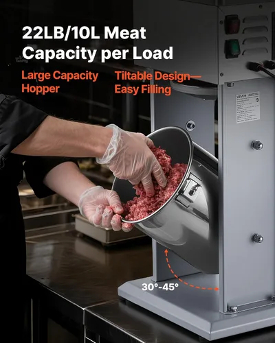 Vista 4 de VEVOR Relleno eléctrico de salchichas, relleno vertical de carne de 22 10l