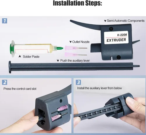 Vista 3 de Extrusora de pasta de soldadura K2208 con boquillas de 0.051 in, dispensador de pegamento de flujo de soldadura semiautomático portátil
