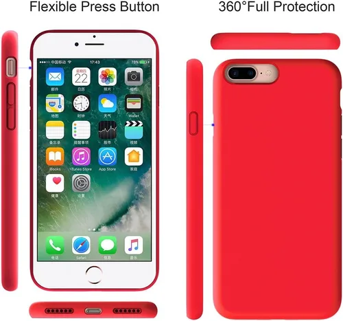 Vista 5 de Miracase Funda diseñada para iPhone SE 2022/SE 2020/7/8, funda multicolor de silicona a prueba de golpes (rojo)