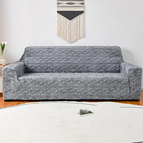 Vista 9 de vctops Funda elástica de jacquard geométrico de 4 plazas, 1 pieza con parte inferior elástica, suave y mullida, protector de muebles para niños