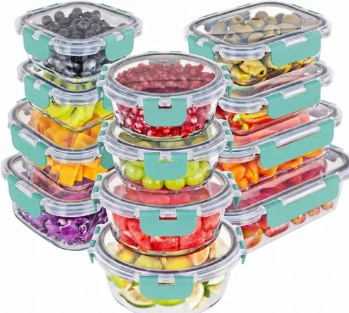 Vista 10 de Recipientes de vidrio de borosilicato premium de Magic Mill con tapas Juego de 24 piezas con 12 tazones y 12 tapas herméticas con cierre para Negro